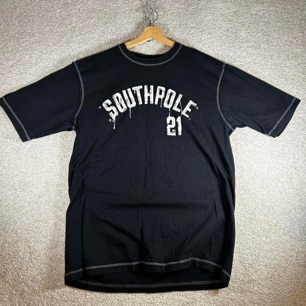 Y2K Southpole black spell out graphic grunge skater tee shirt tshirt Size XXL